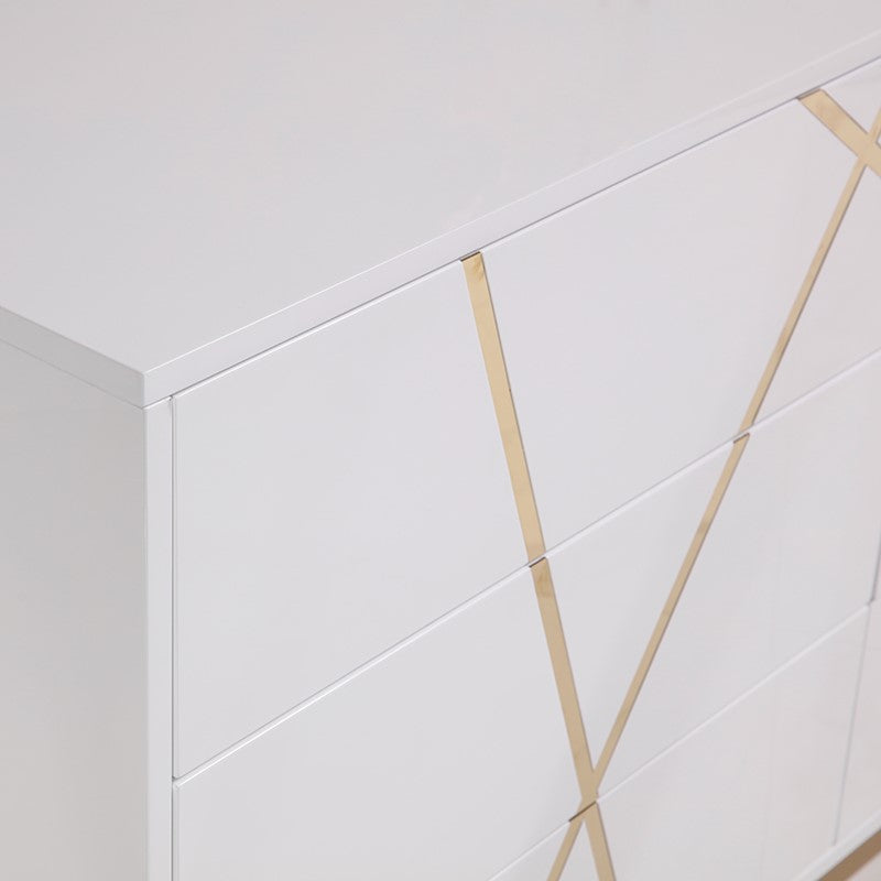 Nixa Modern White + Gold 4-Piece Bedroom Set