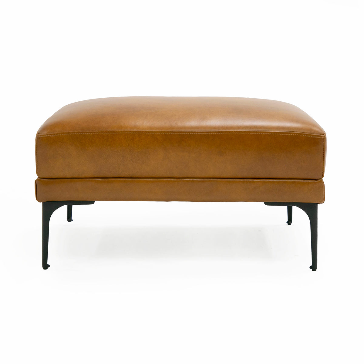 Jacoba Modern Camel Leather Rectangular Ottoman