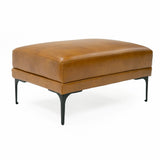 Jacoba Modern Camel Leather Rectangular Ottoman