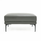 Jacoba Modern Dark Grey Leather Rectangular Ottoman