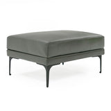 Jacoba Modern Dark Grey Leather Rectangular Ottoman