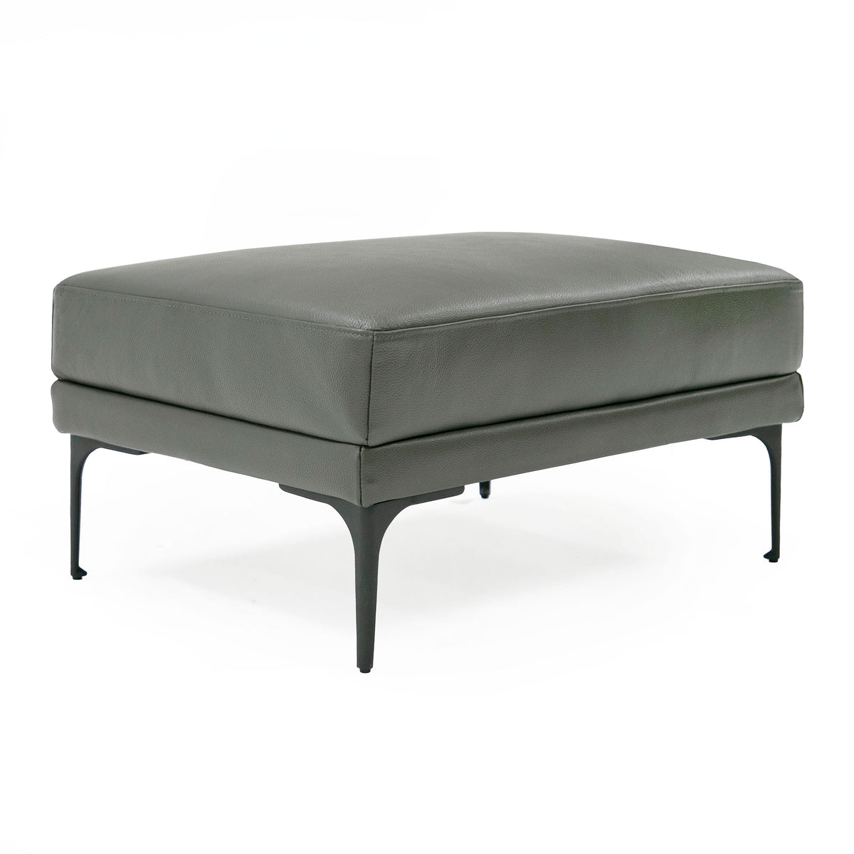 Jacoba Modern Dark Grey Leather Rectangular Ottoman