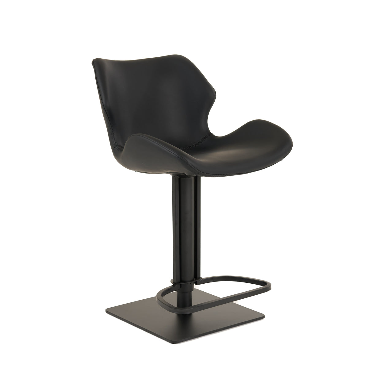 Jaffee Industrial Black Eco-Leather Adjustable Bar Stool