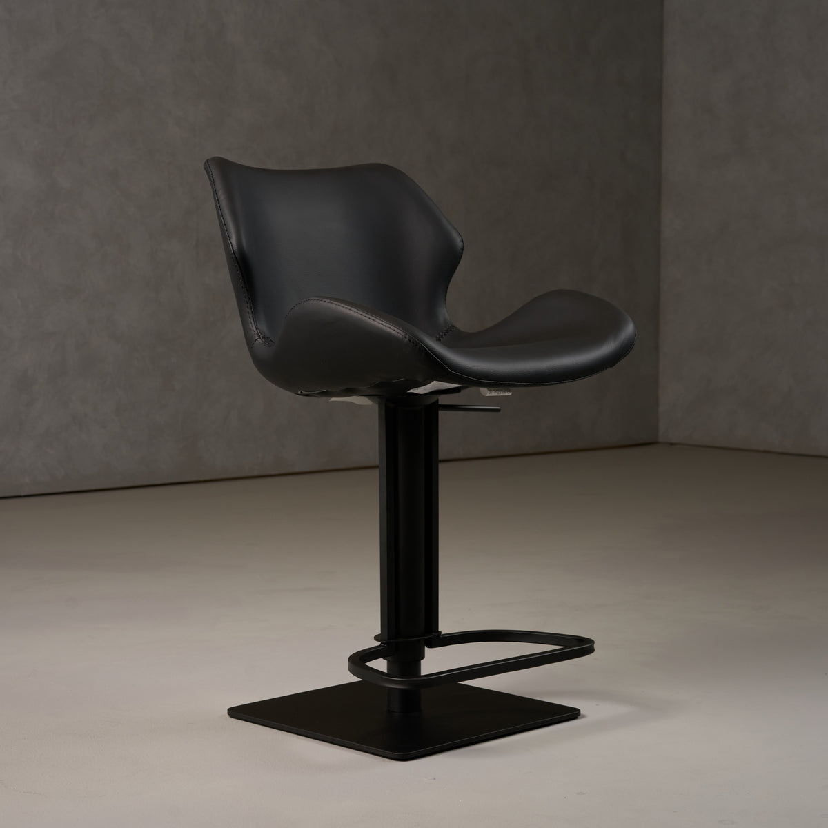 Jaffee Industrial Black Eco-Leather Adjustable Bar Stool