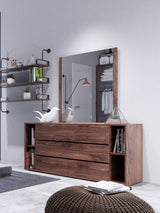 Jagger Modern Walnut Dresser & Mirror Set
