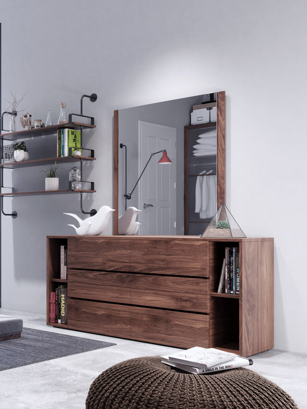 Jagger Modern Walnut Dresser & Mirror Set
