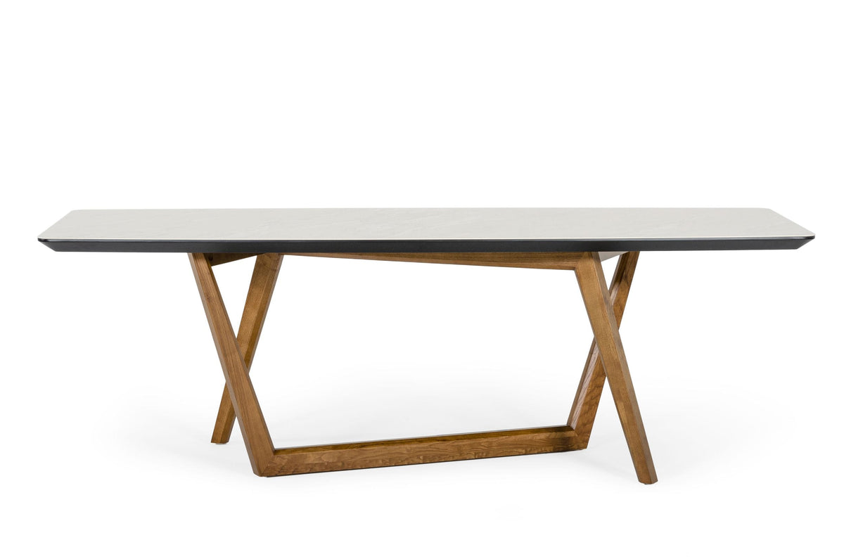 James Contemporary Walnut & White Dining Table