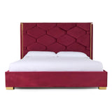 Janet Modern Red Velvet + Gold Bed