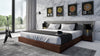 Janice Modern Grey Fabric and Walnut Bed and Nightstands