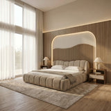Janine Modern Tan Fabric Bed