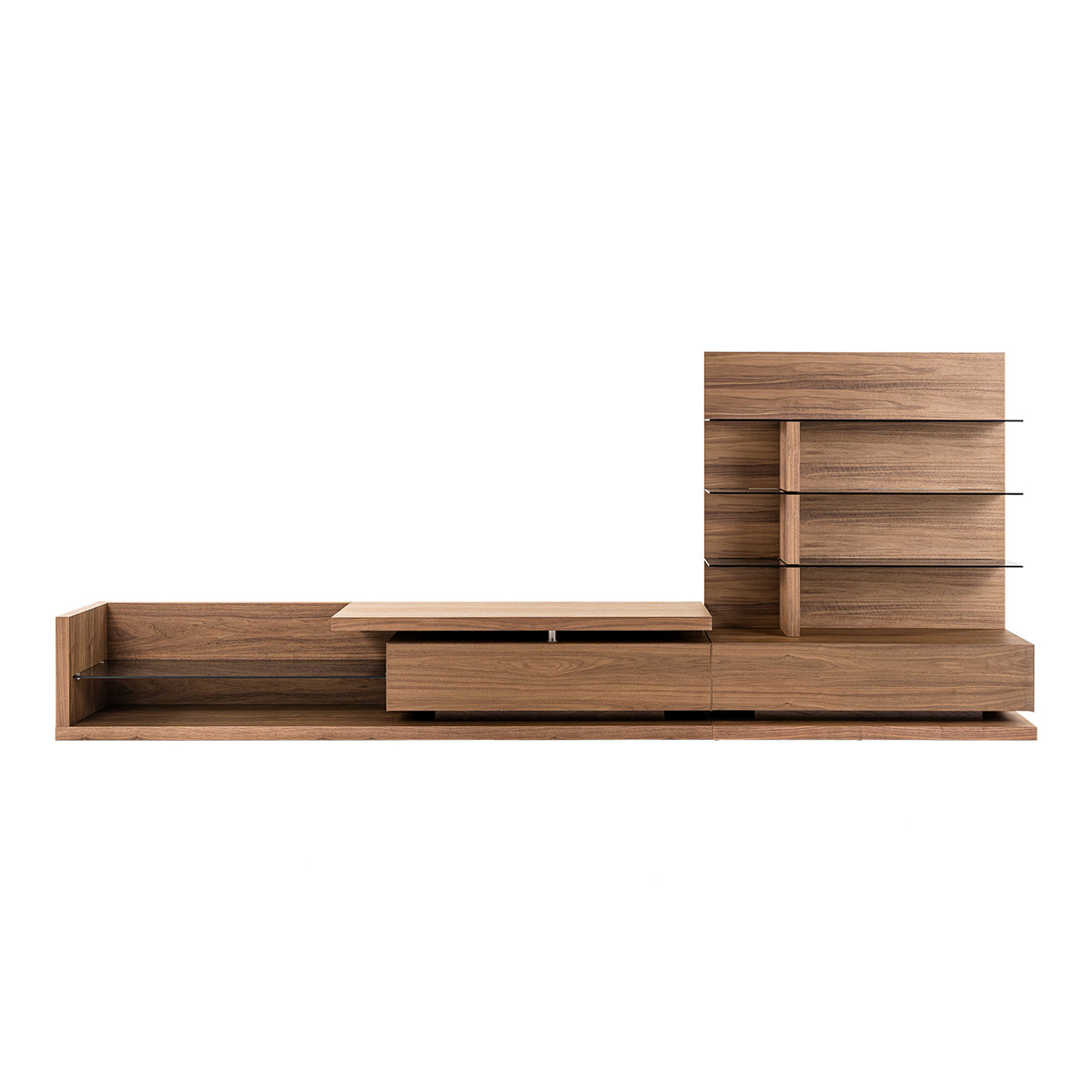 Jefferson Mid-Century Modern Reversible Walnut Entertainment Center