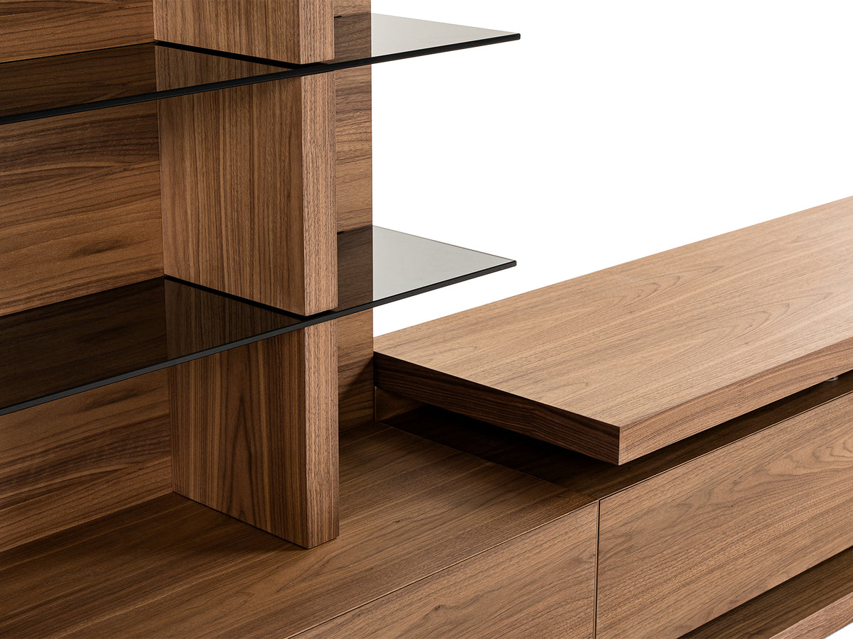 Jefferson Mid-Century Modern Reversible Walnut Entertainment Center
