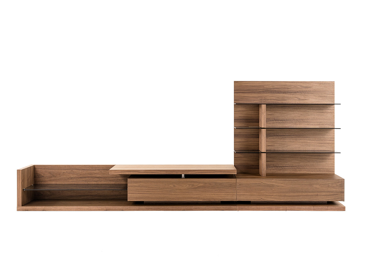 Jefferson Mid-Century Modern Reversible Walnut Entertainment Center