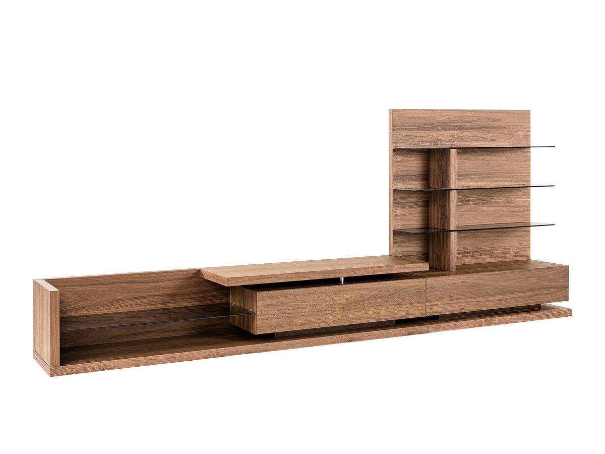 Jefferson Mid-Century Modern Reversible Walnut Entertainment Center