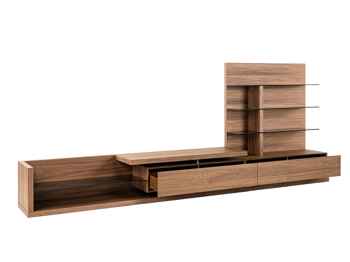 Jefferson Mid-Century Modern Reversible Walnut Entertainment Center