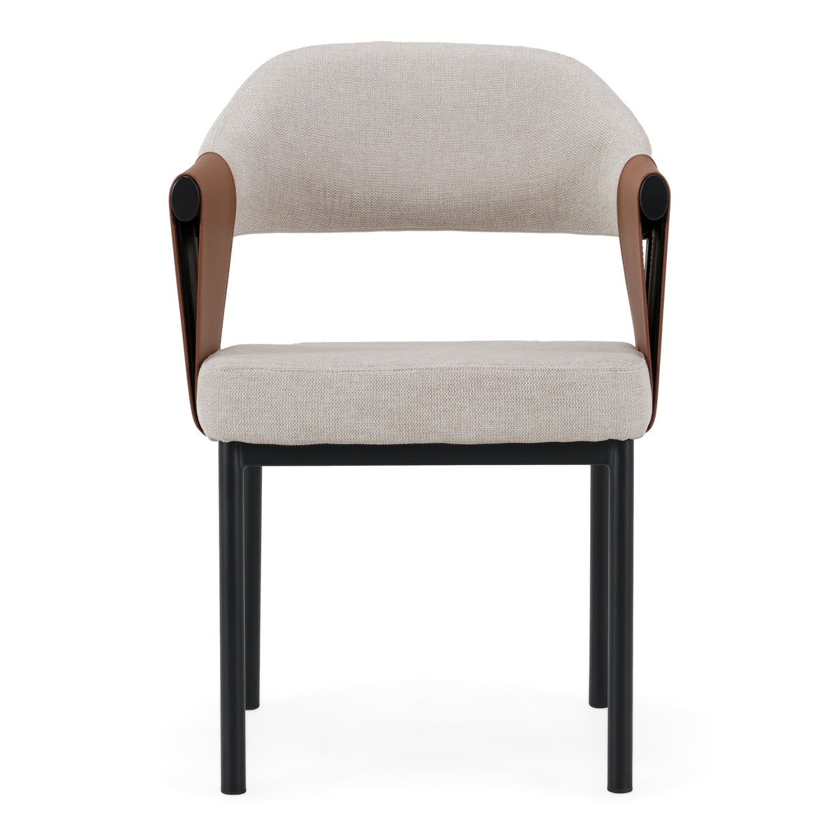 Jensen Modern Light Grey Fabric + Camel Vegan Leather Dining Chair