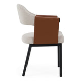 Jensen Modern Light Grey Fabric + Camel Vegan Leather Dining Chair