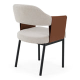 Jensen Modern Light Grey Fabric + Camel Vegan Leather Dining Chair