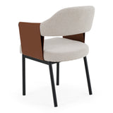 Jensen Modern Light Grey Fabric + Camel Vegan Leather Dining Chair