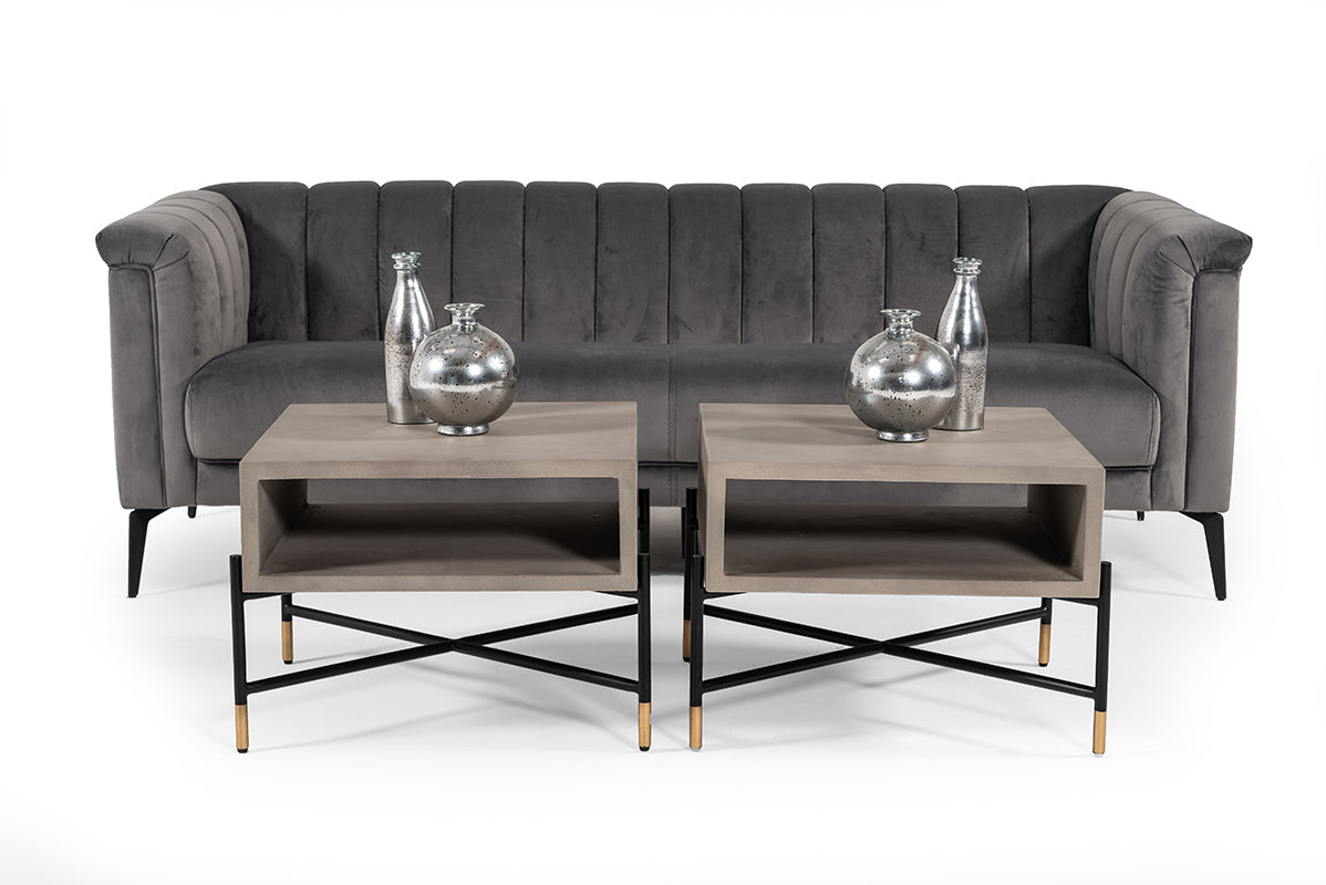 Jeremy Modern Grey Velvet Sofa