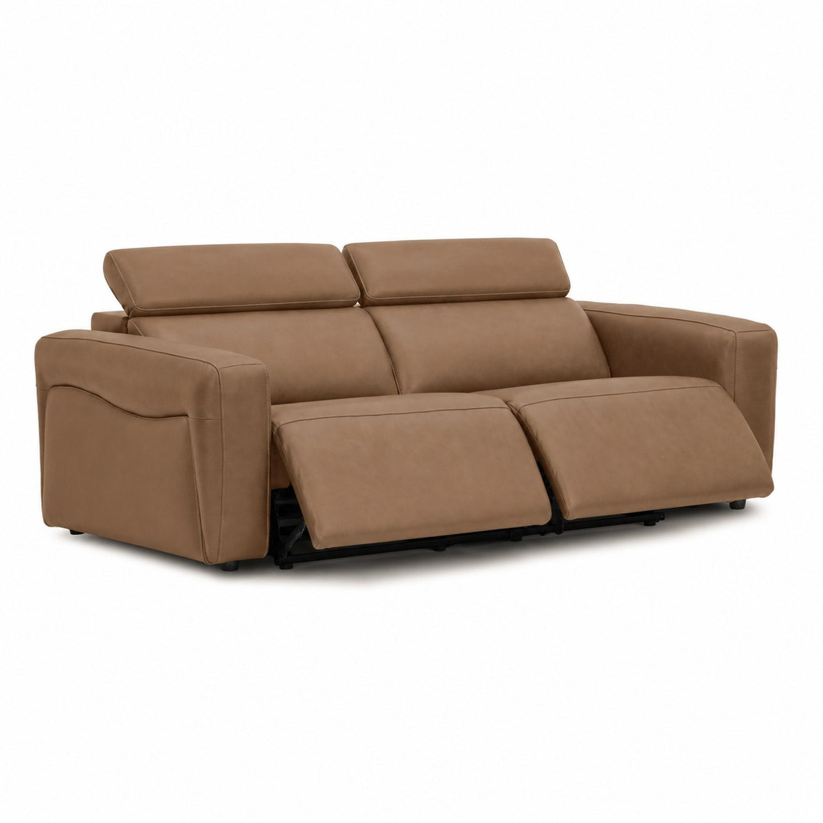 Nouveau Jessop Modern Brown Leather Sofa 2 Recliners