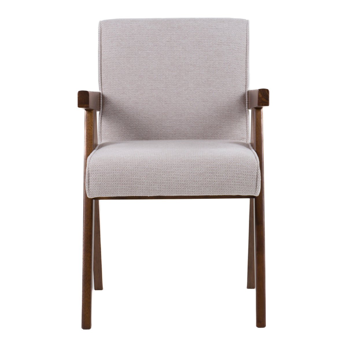 Joseline Modern Beige Fabric + Walnut Dining Chair (Set of 2)