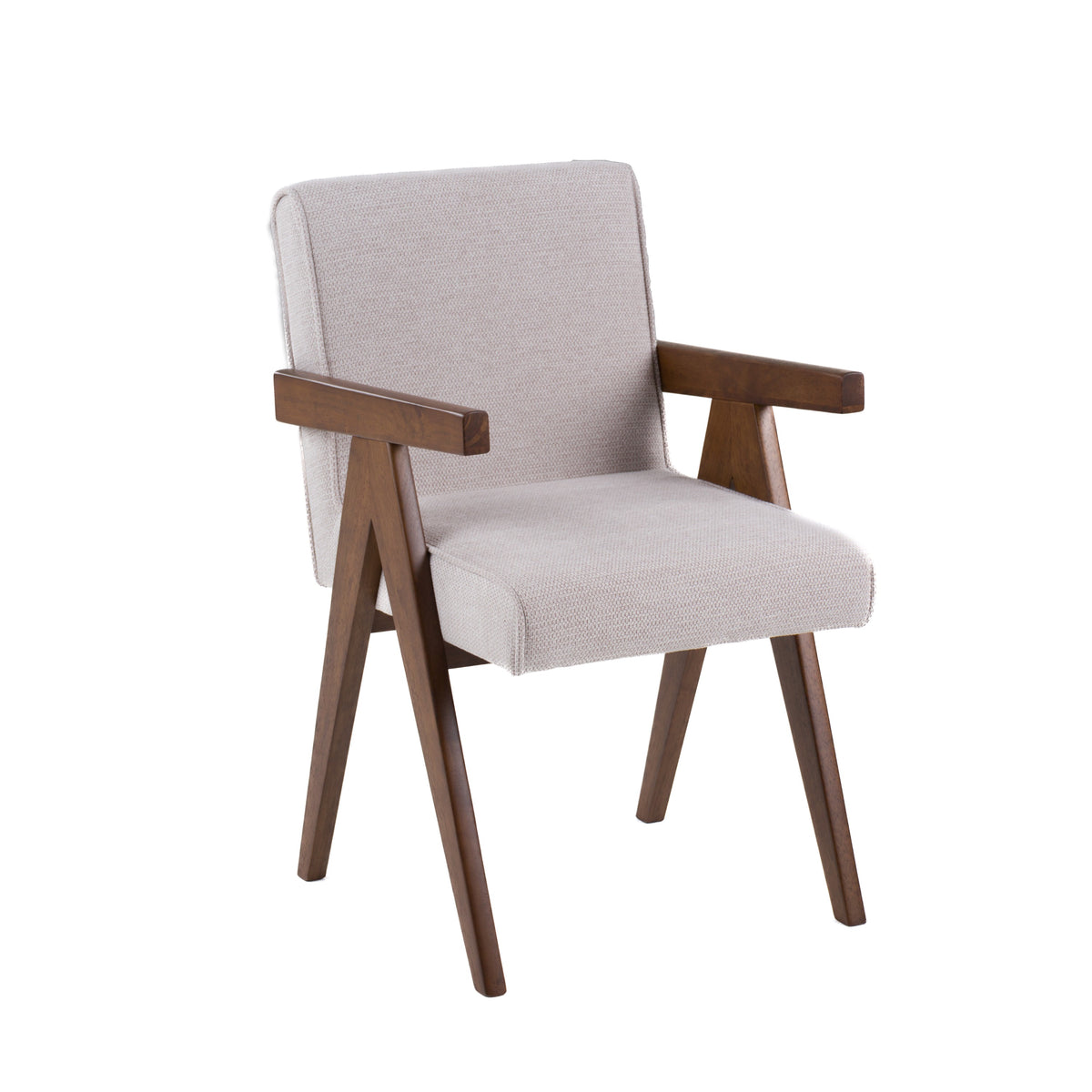 Joseline Modern Beige Fabric + Walnut Dining Chair (Set of 2)