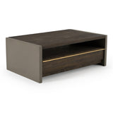 June Modern Dark Grey Concrete & Walnut Coffee Table