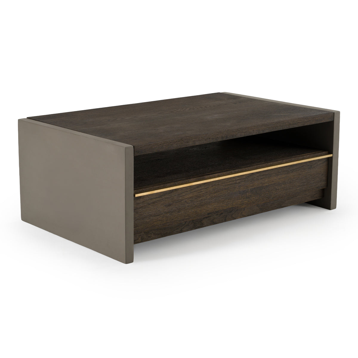 June Modern Dark Grey Concrete & Walnut Coffee Table