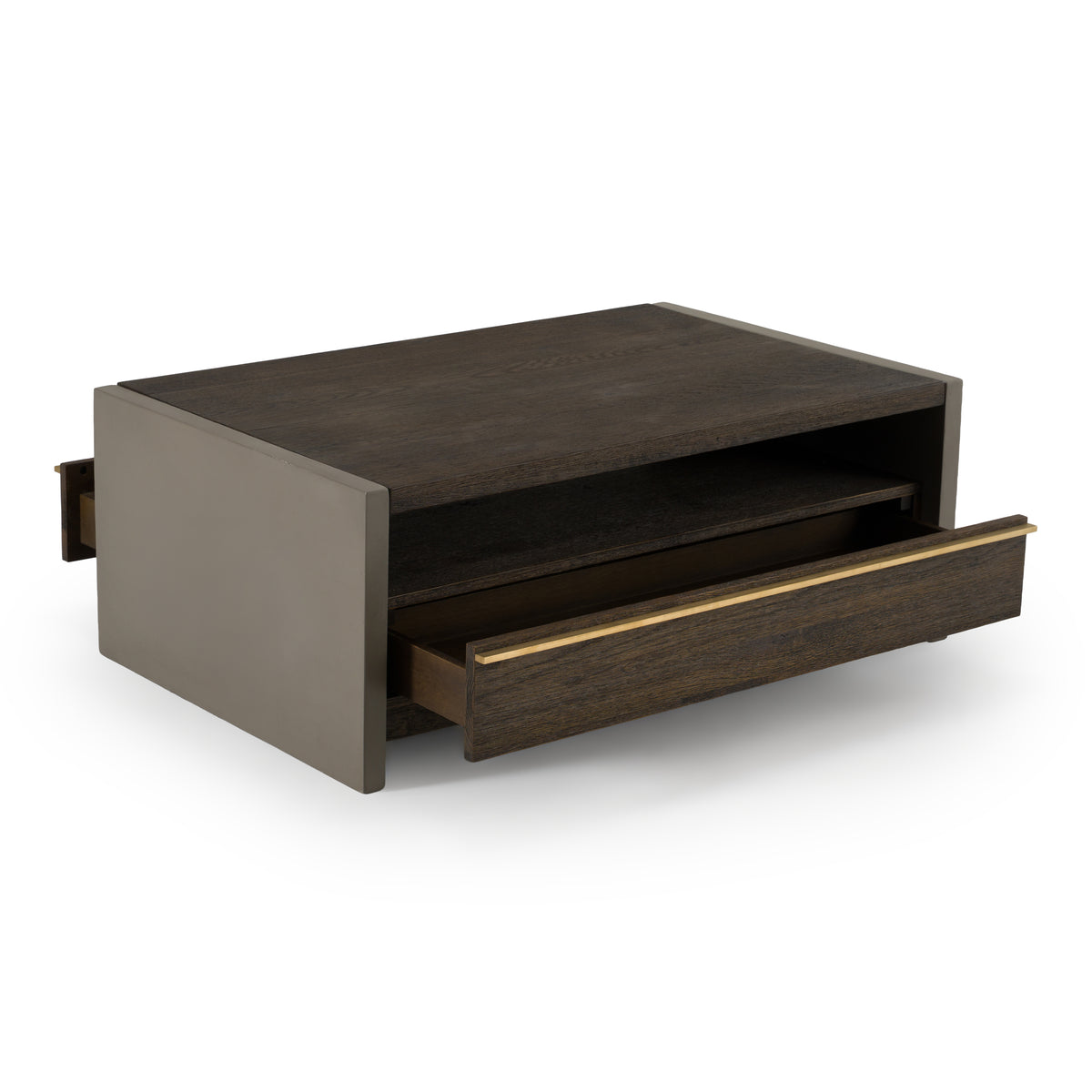 June Modern Dark Grey Concrete & Walnut Coffee Table