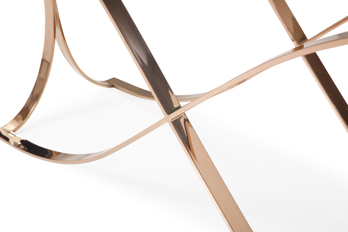 Reklaw Modern Smoked Glass & Rosegold Console Table