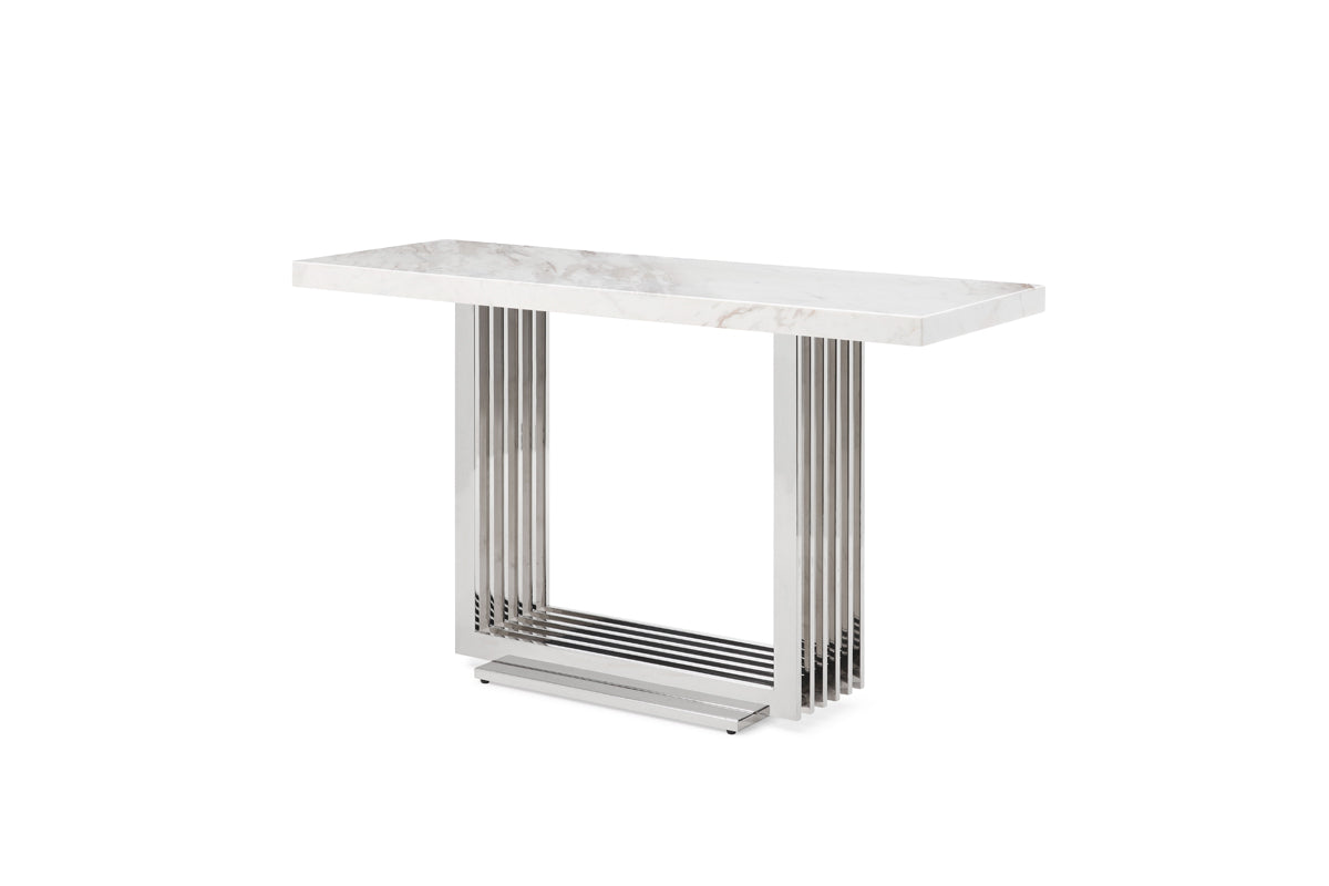 Kingsley Modern Marble & Stainless Steel Console Table