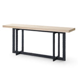 K8963 Natural Oak + Black Metal Console Table