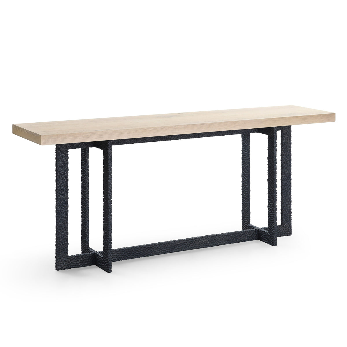 K8963 Natural Oak + Black Metal Console Table