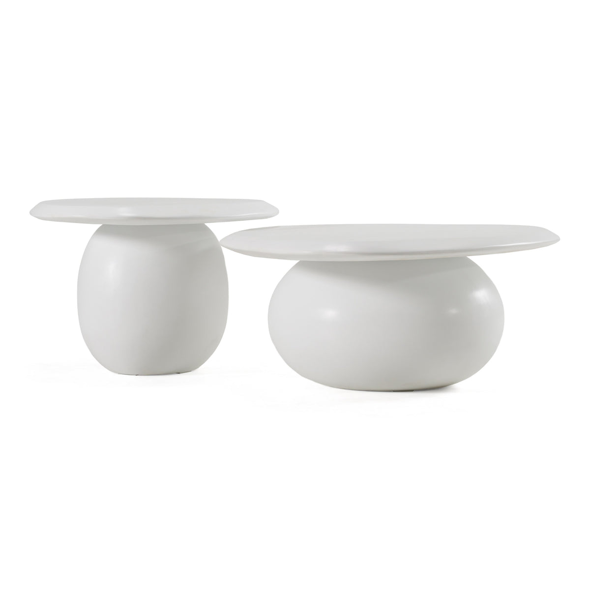 Kalvin Modern Ivory Concrete Nesting Coffee Table Set