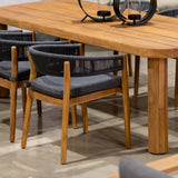 Kamari Outdoor Grey Olefin Fabric + Teak Dining Chair (Set of 2)