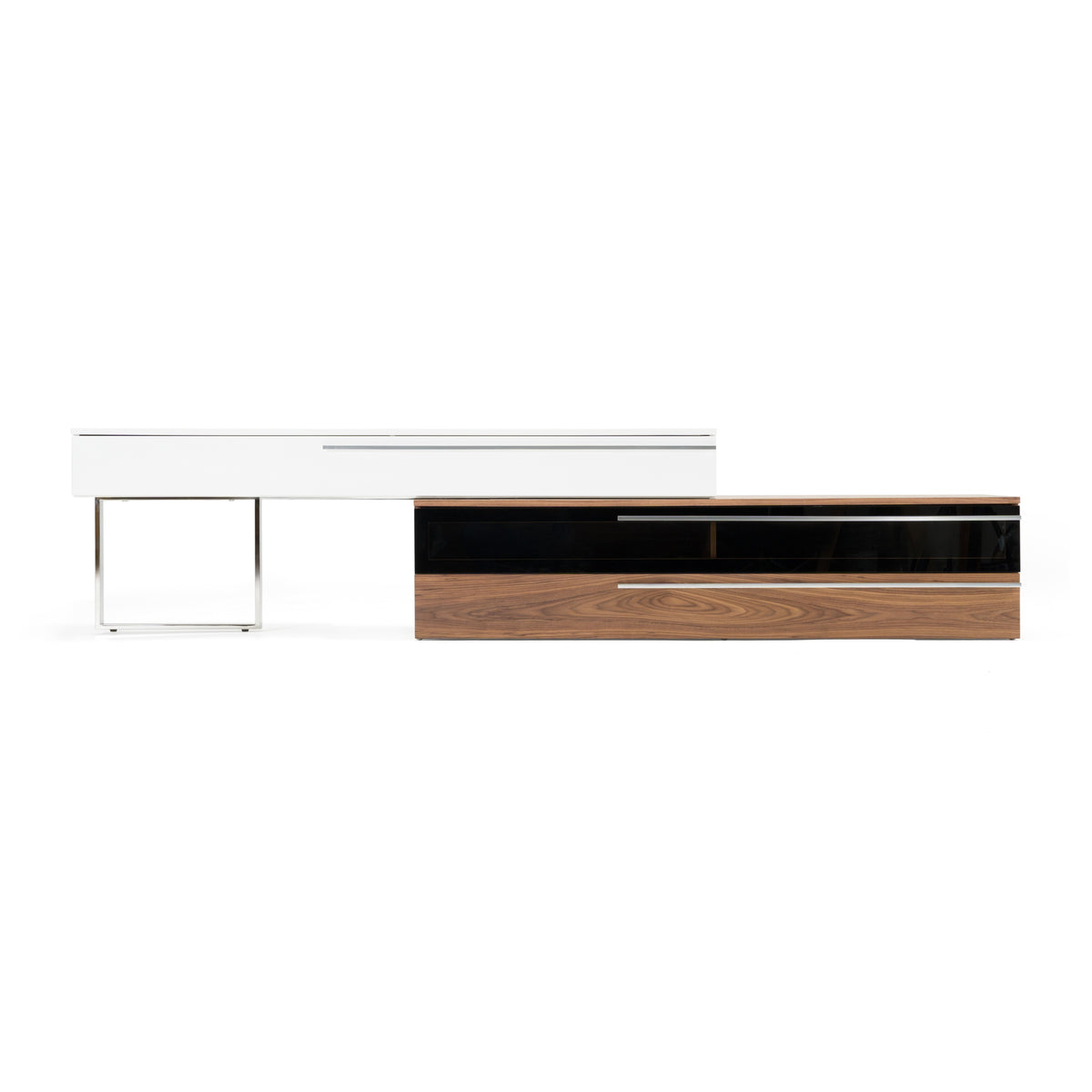 Karlstad Modern White + Walnut TV Stand