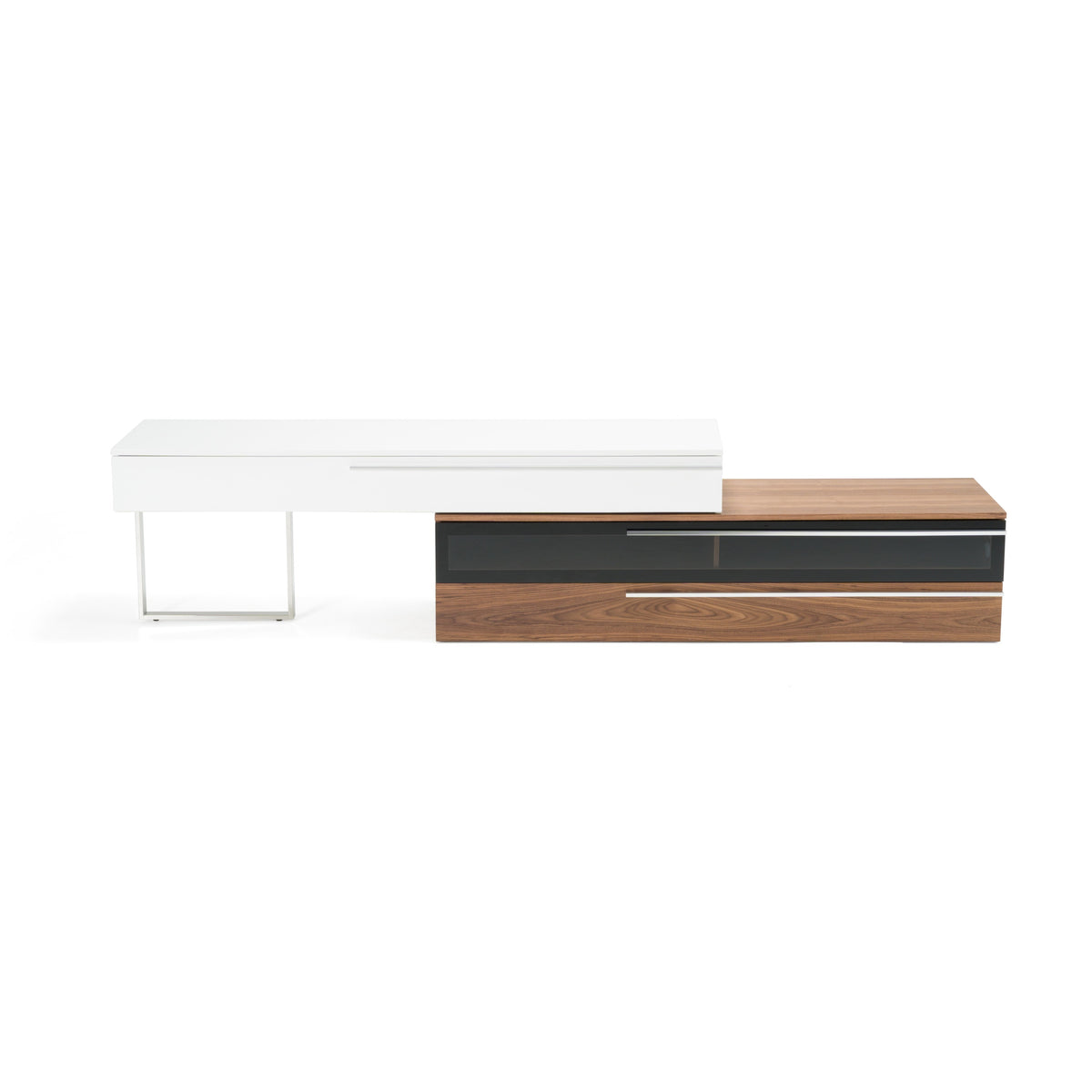 Karlstad Modern White + Walnut TV Stand
