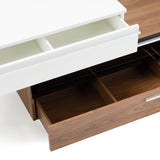 Karlstad Modern White + Walnut TV Stand