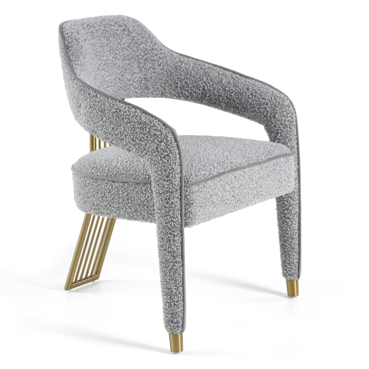 Kasem Modern Grey Fabric + Gold Dining Chair