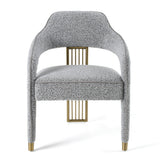 Kasem Modern Grey Fabric + Gold Dining Chair