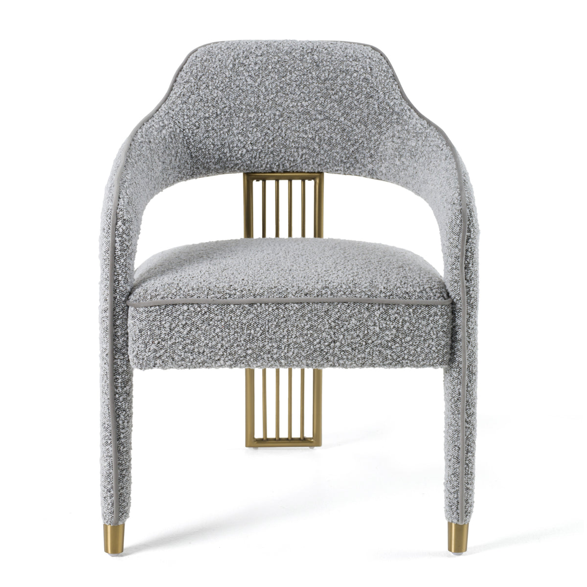 Kasem Modern Grey Fabric + Gold Dining Chair