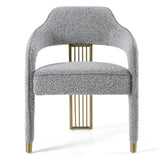 Kasem Modern Grey Fabric + Gold Dining Chair