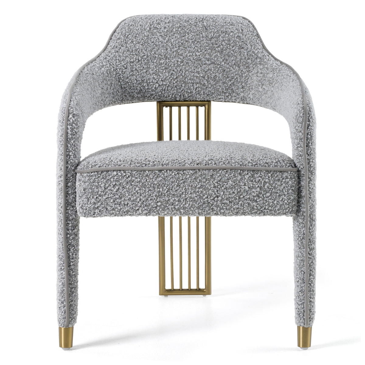 Kasem Modern Grey Fabric + Gold Dining Chair