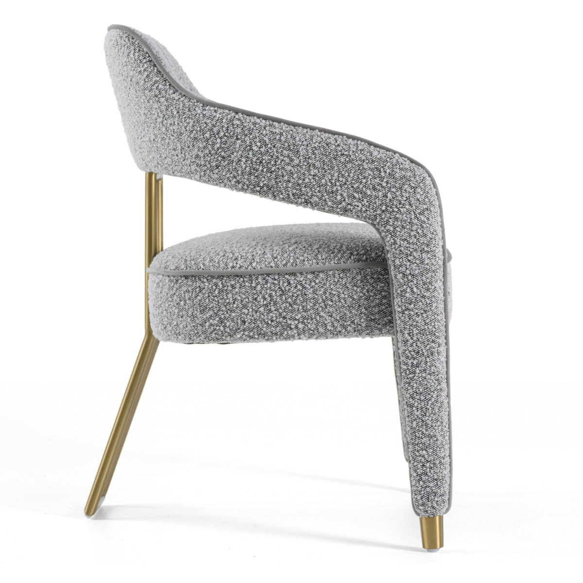Kasem Modern Grey Fabric + Gold Dining Chair