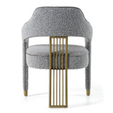 Kasem Modern Grey Fabric + Gold Dining Chair