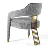 Kasem Modern Grey Fabric + Gold Dining Chair