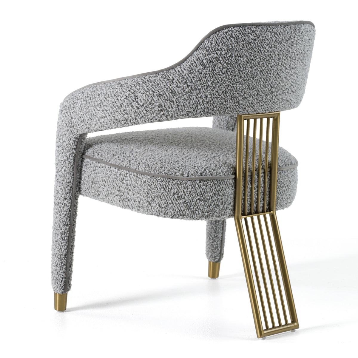 Kasem Modern Grey Fabric + Gold Dining Chair