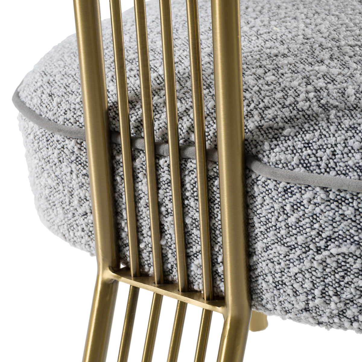 Kasem Modern Grey Fabric + Gold Dining Chair