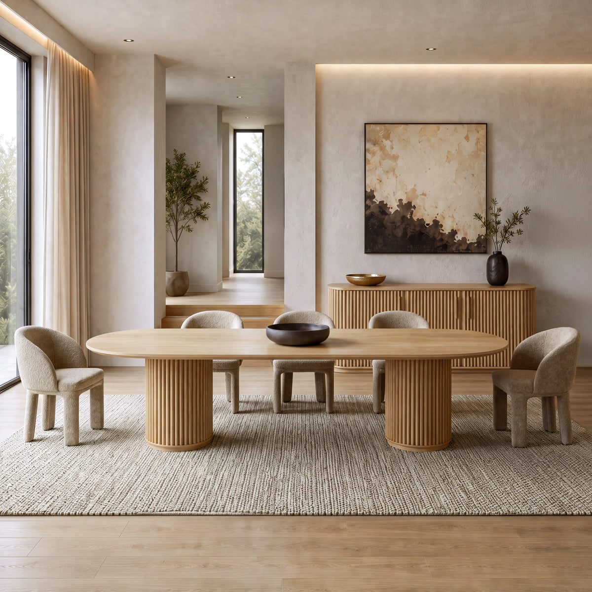 Kayce Modern Natural Oak Oval Dining Table